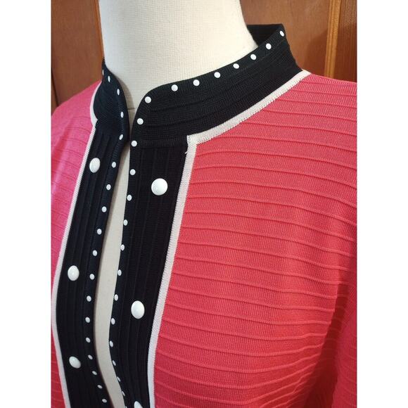 Ming Wang Women's Open Front Cardigan Pink Sz M Textured Old Money Barbie - Picture 2 of 8